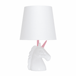 Simple Designs Sparkling Unicorn Table Lamp (Color: WHITE + PINK GLITTER)