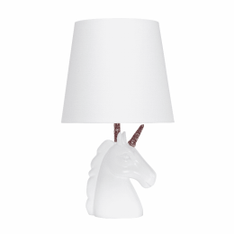 Simple Designs Sparkling Unicorn Table Lamp (Color: WHITE + RAINBOW GLITTER)