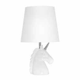 Simple Designs Sparkling Unicorn Table Lamp (Color: WHITE + SILVER GLITTER)