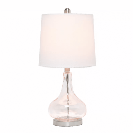 Lalia Home Rippled Glass Table Lamp with Fabric Shade (Color: Rose quartz)