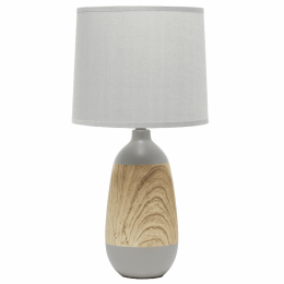 Simple Designs Ceramic Oblong Table Lamp (Color: Gray/light wood)