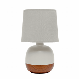 Simple Designs Petite Mid Century Table Lamp (Color: Dark wood/light gray)