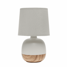 Simple Designs Petite Mid Century Table Lamp (Color: Light wood/light gray)