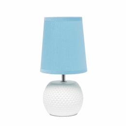 Simple Designs Studded Texture Ceramic Table Lamp (Color: White/blue shade)