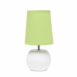 Simple Designs Studded Texture Ceramic Table Lamp (Color: White/green shade)
