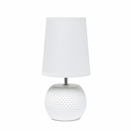 Simple Designs Studded Texture Ceramic Table Lamp (Color: White/White Shade)