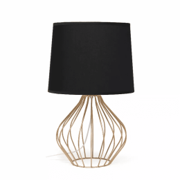 Simple Designs Geometrically Wired Table Lamp (Color: Copper/black shade)