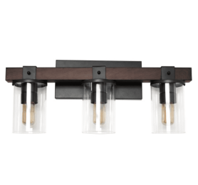 Lalia Home Farmhouse Rustic Wood Look 3 Light Bath Vanity (Color: Brown)