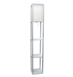 Lalia Home Column Shelf Floor Lamp with Linen Shade (Color: Gray)