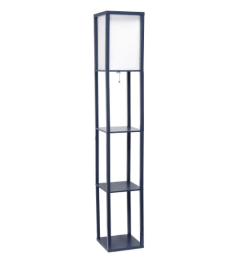 Lalia Home Column Shelf Floor Lamp with Linen Shade (Color: Navy)