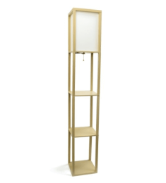 Lalia Home Column Shelf Floor Lamp with Linen Shade (Color: Tan)
