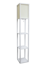 Lalia Home Column Shelf Floor Lamp with Linen Shade (Color: White)