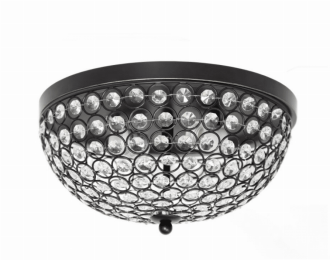 Lalia Home Crystal Glam 2 Light Ceiling Flush Mount (Color: Restoration Bronze)