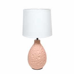 Simple Designs Textured  Stucco Ceramic Oval Table Lamp (Color: Pink)