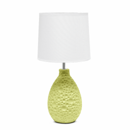Simple Designs Textured  Stucco Ceramic Oval Table Lamp (Color: Green)
