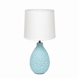 Simple Designs Textured  Stucco Ceramic Oval Table Lamp (Color: Blue)