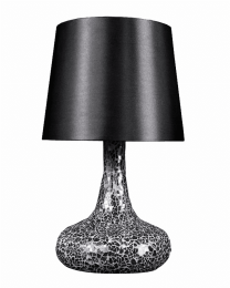 Simple Designs Mosaic Tiled Glass Genie Table Lamp with Fabric Shade (Color: Black)