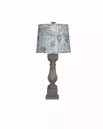 Brown Washed Wood Finish Table Lamp with Nautical Patchwork Shade (pack_case_count: 1)