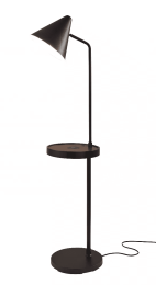 Matte Black Metal Floor Lamp With Wireless Charging Task Shelf (Color: Brushed Steel)