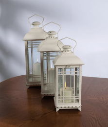 Lantern (Set of 3) 14"H, 17"H, 20"H Metal/Glass (Color: Style1)
