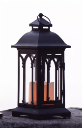 Lantern with 3"x3" LED Candle (Set of 2) 12.25"H Iron/Glass/Plastic - 2 AA Batteries Not Included (Color: Style1)