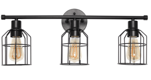 Lalia Home 3 Light Industrial Wired Vanity Light (Color: Black)