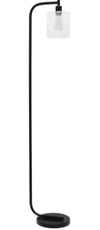 Simple Designs Antique Style Industrial Iron Lantern Floor Lamp with Glass Shade (Color: Black)