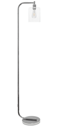 Simple Designs Antique Style Industrial Iron Lantern Floor Lamp with Glass Shade (Color: Chrome)