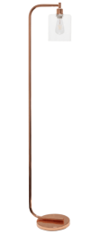 Simple Designs Antique Style Industrial Iron Lantern Floor Lamp with Glass Shade (Color: Rose Gold)