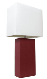 Elegant Designs Modern Leather Table Lamp with White Fabric Shade (Color: Red)