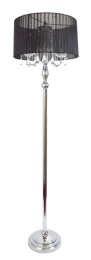Elegant Designs Trendy Romantic Sheer Shade Floor Lamp with Hanging Crystals (Color: Chrome/Black)