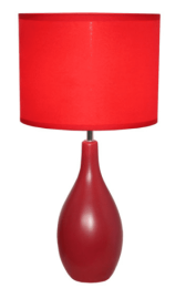 Simple Designs Oval Bowling Pin Base Ceramic Table Lamp (Color: Red)