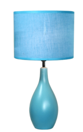 Simple Designs Oval Bowling Pin Base Ceramic Table Lamp (Color: Blue)