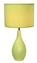Simple Designs Oval Bowling Pin Base Ceramic Table Lamp (Color: Green)
