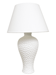 Simple Designs Textured Stucco Curvy Ceramic Table Lamp (Color: White)