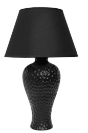 Simple Designs Textured Stucco Curvy Ceramic Table Lamp (Color: Black)
