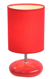 Simple Designs Stonies Small Stone Look Table Bedside Lamp (Color: Red)
