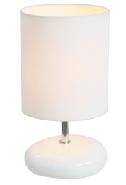 Simple Designs Stonies Small Stone Look Table Bedside Lamp (Color: White)