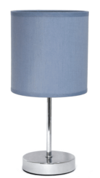 Simple Designs Chrome Mini Basic Table Lamp with Fabric Shade (Color: Chrome/Purple)