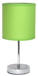 Simple Designs Chrome Mini Basic Table Lamp with Fabric Shade (Color: Chrome/Green)