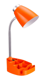 Limelights Gooseneck Organizer Desk Lamp with iPad Tablet Stand Book Holder (Color: Orange)