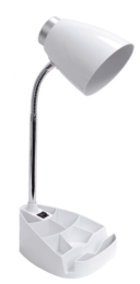 Limelights Gooseneck Organizer Desk Lamp with iPad Tablet Stand Book Holder (Color: White)