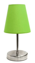Simple Designs Sand Nickel Mini Basic Table Lamp with Fabric Shade (Color: Sand Nickel/Green)