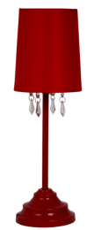 Simple Designs 		Table Lamp with Fabric Shade and Hanging Acrylic Beads (Color: Red)