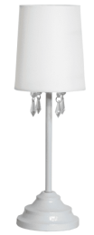 Simple Designs 		Table Lamp with Fabric Shade and Hanging Acrylic Beads (Color: White)