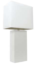 Elegant Designs Modern Leather Table Lamp with White Fabric Shade (Color: White)