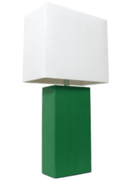 Elegant Designs Modern Leather Table Lamp with White Fabric Shade (Color: Green)