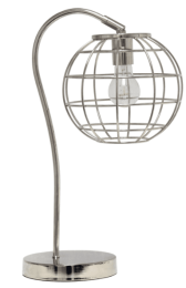 Lalia Home Arched Metal Cage Table Lamp (Color: Chrome)