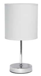 Simple Designs Chrome Mini Basic Table Lamp with Fabric Shade (Color: Chrome/White)
