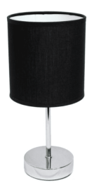 Simple Designs Chrome Mini Basic Table Lamp with Fabric Shade (Color: Chrome/Black)